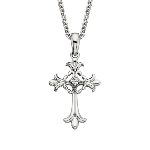 Sale! White Topaz Fleur Cross