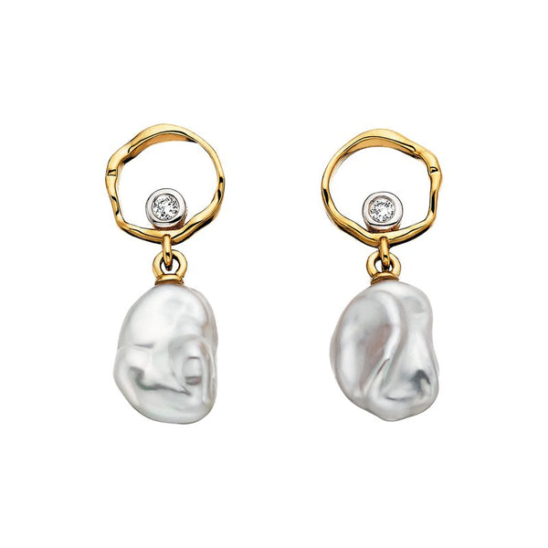 Sale! Keshi Pearl and Diamond Earrings