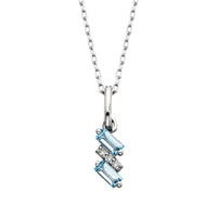 Sale! Blue Topaz Baguette Pendant .02ct diamonds