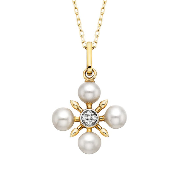 Sale! 4-Pearl Clover Pendant .03tdw