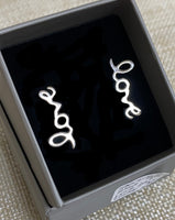 Sterling Silver Rhodium Plated "LOVE" Ear Climber Earrings