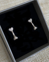 Sterling Silver Rhodium Plated CZ Dog Bone Earrings