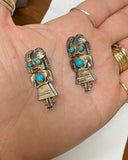 Sterling Silver and Turquoise Native American Kachina Figure Post Earrings