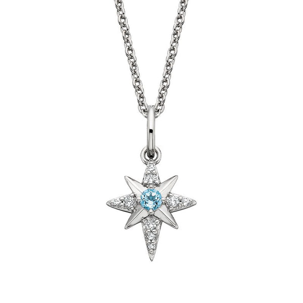 Sale!  Blue - White Topaz Star Pendant