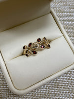 10K Yellow Gold Garnet Leaf Ring