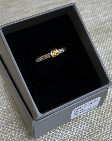 Sterling Silver Polished Genuine Citrine Stackable Ring