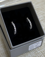 Sterling Silver Rhodium Plated 15mm CZ In & Out Hoop Earrings