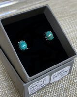 Sterling Silver Rhodium Plated 8x6 Oval Natural Turquoise Post Earrings