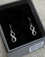 Sterling Silver Rhodium Plated CZ Infinity Dangle Earrings