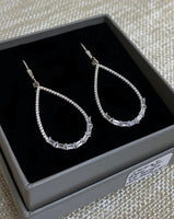 Sterling Silver Rhodium Plated CZ Fancy Leverback Dangle Earrings