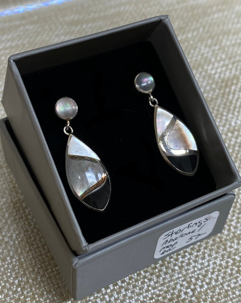 Sterling Silver Abalone and Mother-Of-Pearl Earrings