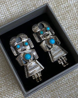 Sterling Silver and Turquoise Native American Kachina Figure Post Earrings