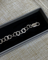 Sterling Silver Rhodium Plated 7.5" Fancy Link Bracelet