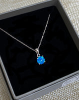 Sterling Silver Rhodium Plated Created Opal Necklace