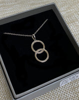 Sterling Silver Polished Double Intertwined Circles Necklace