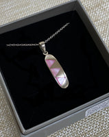 Sterling Silver Rhodium Plated Pink Mother-of-Pearl Necklace