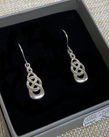 Sterling Silver Rhodium Plated Celtic Knot Dangle Earrings