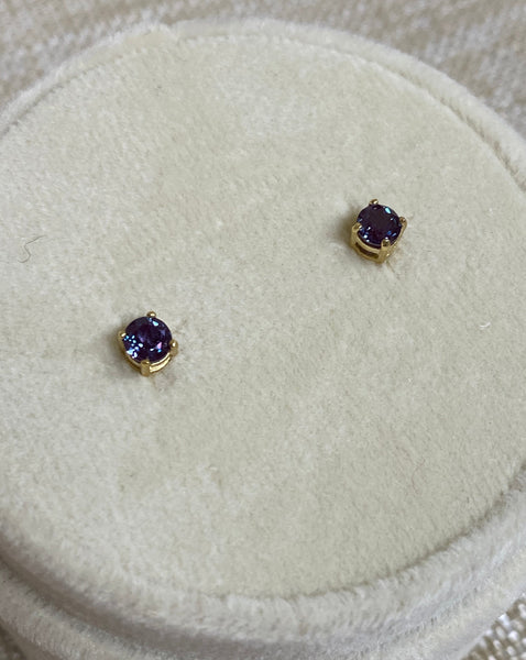 10K Yellow Gold L.C. Alexandrite Stud Earrings