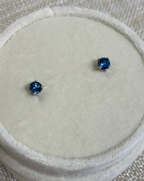 14K White Gold London Blue Topaz Stud Earrings