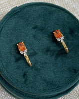 10K Yellow Gold Orange Sapphire and Diamond J-Hook Earrings