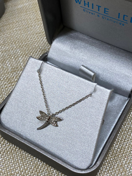 Men's Metal Chain Zircon Dragonfly Silver Color Necklace Jewelry