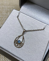 White Ice Sterling Silver Genuine Blue Topaz Necklace