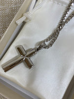 Sterling Silver Rhodium Plated Reversible Cross Necklace