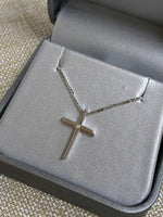White Ice - Sterling Silver Rhodium Plated .01ct Diamond Cross Necklace