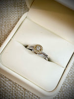 10K Yellow/White Gold .12tw Diamond Halo Wedding Set