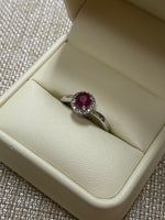 10K White Gold Genuine Diamond and Genuine Ruby Ring