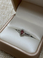 10K White Gold .25tgw Pink Tourmaline and Diamond Pear Halo Ring