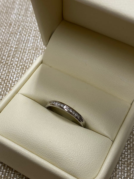 10K White Gold and Diamond 11-Stone Channel-Set Anniversary Band