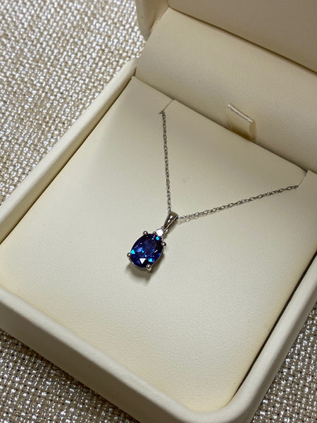 14K White Gold C. Alexandrite .04tw Diamond Necklace