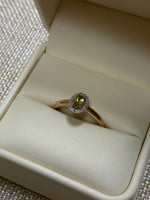 10K Yellow Gold .30tgw Peridot and Diamond Halo Ring