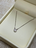 10K White Gold .10tw Diamond Bezel Set Diamond Necklace