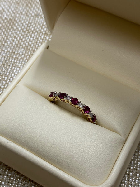 10K Yellow Gold .50tgw C. Ruby Genuine Diamond Ring