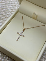 10K Yellow Gold .06tw Diamond Cross Necklace