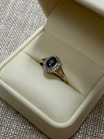 10K Yellow Gold Genuine Blue Sapphire and Diamond Ring