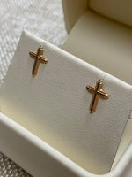 14K Yellow Gold Cross Earrings