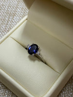 10K White Gold Iolite and Diamond Ring