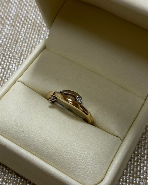 10K White and Yellow Gold .03tw Diamond Ring