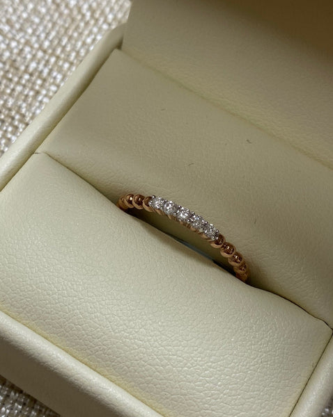 10K Rose Gold Beaded 5-Stone .12tw Diamond Ring