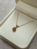 14K Yellow Gold Citrine .06tw Diamond Necklace