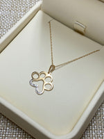 10K Yellow Gold .04tw Diamond Paw Necklace