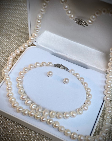 Sterling Silver 3-Piece FW Pearl Set