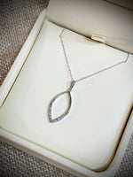 10K White Gold .08tw Marq. Shaped Diamond Pendant