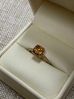 14K Yellow Gold Citrine and .10tw Diamond Ring